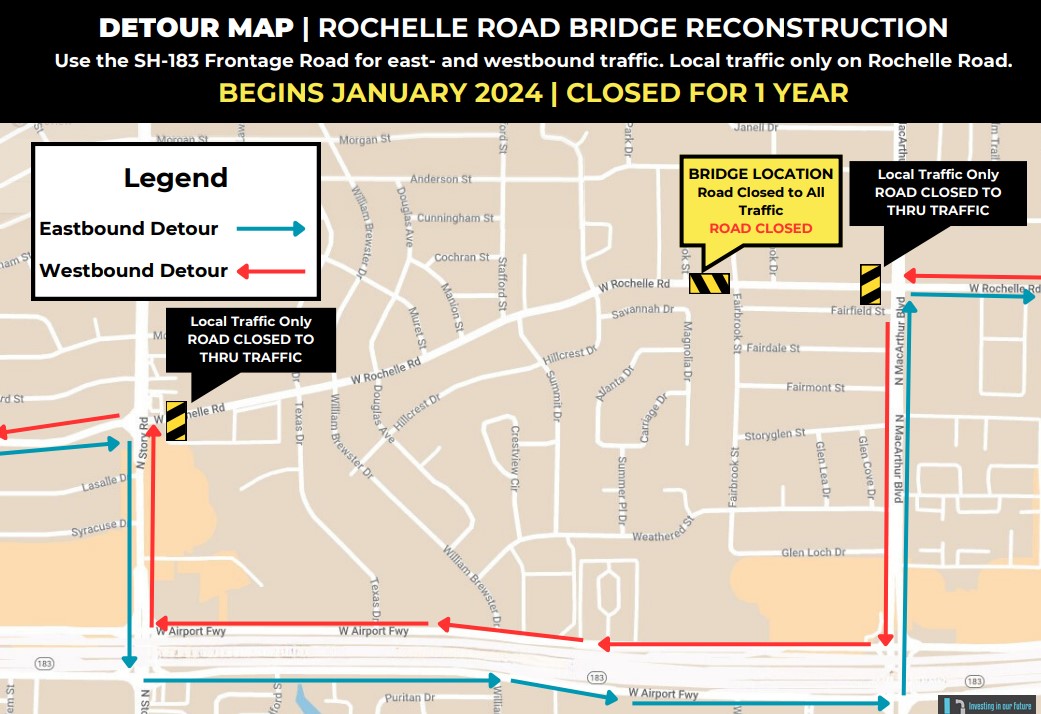 Rochelle Road Closure: From Story Rd to MacArthur Blvd for One-Year Road Bridge Project